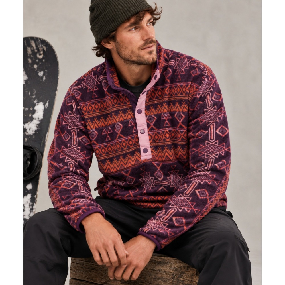 Burton Fleece Pullover Medium Purple Orange Aztec Geometric Gorpcore Retro Mens